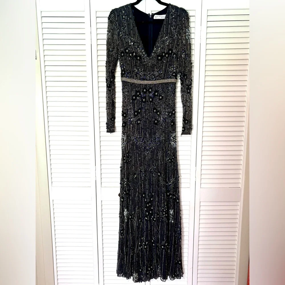 NWT Mac Duggal Sample One Of !! Embellished Long Sleeve Gown 2 - Picture 6 of 16